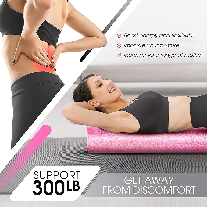 Yes4All High-Density EPP Round Back Roller Foam, Exercise Foam Roller for Yoga, Pilates & Stretching - 12, 18, 24, 36 inch - Bloomnest