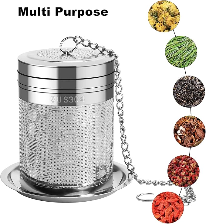 Numola Large Tea Infusers for Loose Tea, Extra Fine Mesh Large Tea Strainer for Spice Cooking, 304 Stainless Steel Tea with Extended Chain Hook for Teapot Cup - Bloomnest