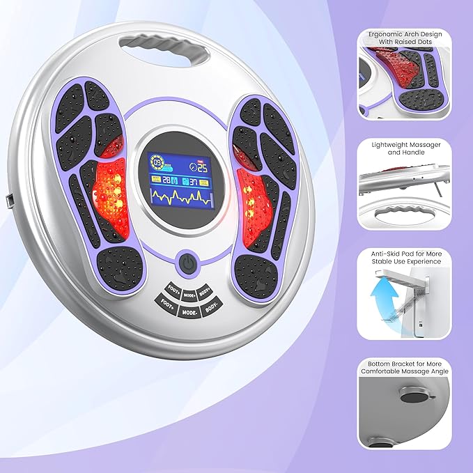 EMS Foot Massager for Neuropathy, NMES Foot Stimulator for Neuropathy Feet Massager for Circulation and Pain Relief EMS with TENS Unit Muscle Stimulator Pads - Bloomnest