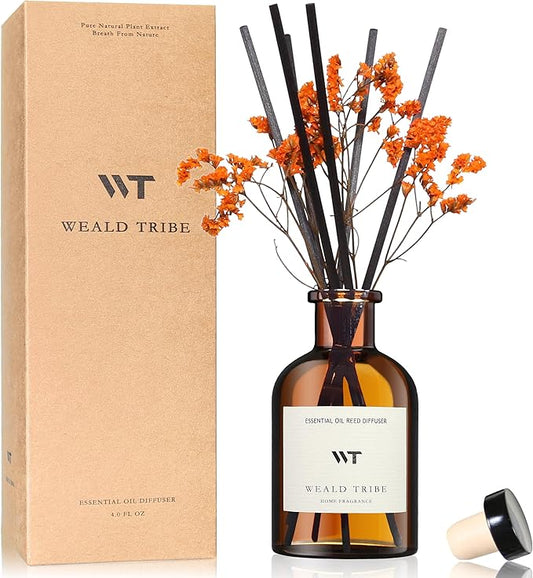 WEALD TRIBE Flower Reed Diffuser Set Neroli Scent for Bathroom Accessories Shelf Decor & Air Fresheners, Sticks Defusers with 4.0 fl oz Essential Oils & Leaves, House Bedroom Office Decor & Gifts - Bloomnest