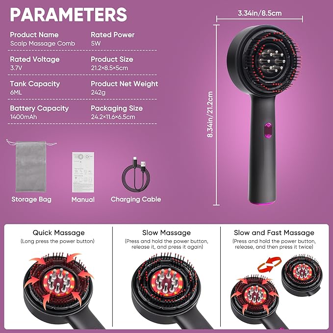 3 in 1 Scalp Massager Hair Growth Hair Oil Applicator,Electric Scalp Brush for Home,IPX7 Waterproof Electric Head Massager Bloomnest