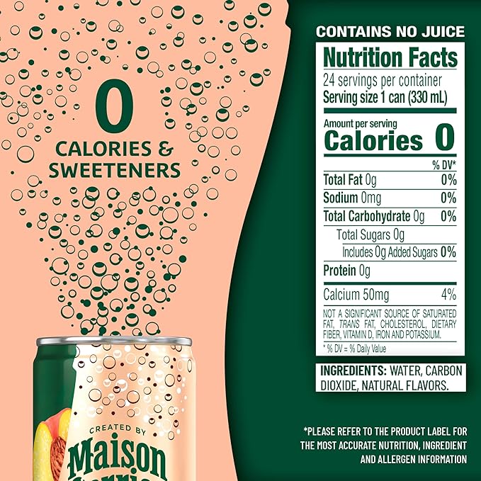 Maison Perrier Forever Peach Flavored Sparkling Water, 11.15 Fl Oz Cans, 8 Count, 3 Pack - Bloomnest