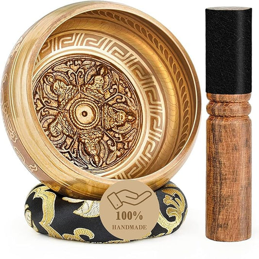 Tibetan Singing Bowls, Authentic Meditation Sound Bowls Handcrafted in Nepal for Yoga, Chakra Healing, Mindfulness, Self Care Spiritual Gifts for Women