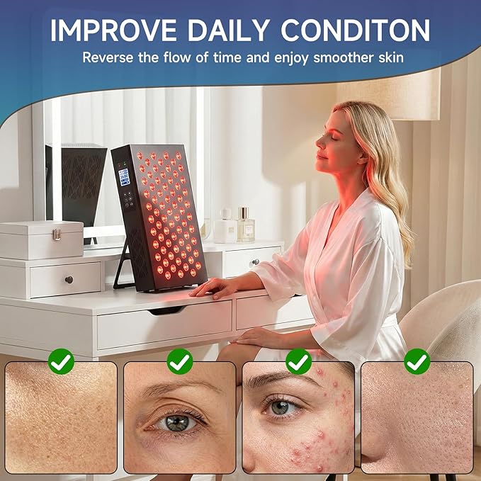 Red Light Therapy Box, 5in1 LED with 630-660-810-830-850, Metal Case, 3 Modes Red Light Panel with Soft Belt, 6 Timing Set - 9 Pulse Modes - 4-Level - Red Light Therapy Panel for Body Bloomnest