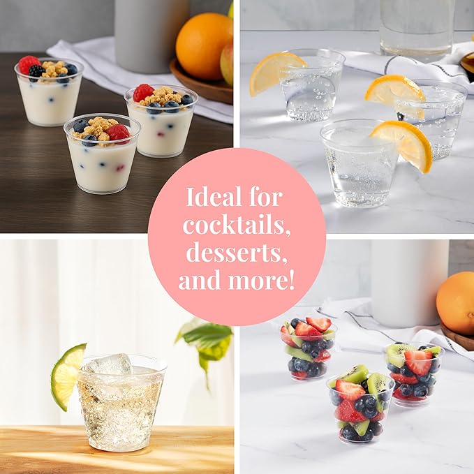 Small Clear Plastic Cups - 5 oz. 200 Pack - Hard Disposable Cup - Wine and Plastic Cocktail Glasses - Drinking and Party Punch Cups and Bulk Wedding Tumblers - Bloomnest