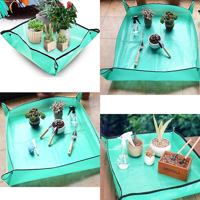 BIUWING 2PCS 26.8" x 26.8" Plant Repotting Mat Waterproof Transplanting Mat Indoor Succulent Potting Mat Portable Gardening Soil Changing and Watering mat Square and Foldable Garden mat - Bloomnest