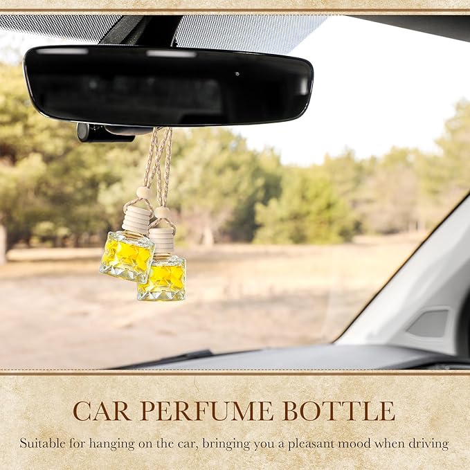 BBTO 50 Pcs Hanging Car Air Freshener Car Diffuser Bottles Empty Glass Perfume Bottle Freshener Diffuser Bottle Pendant for Essential Oil Fragrance Aromatherapy Bottle Ornament(Diamond) - Bloomnest