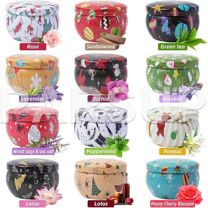 12PCS Christmas Scented Candles, 2.5OZ Jar Candles, 12 Christmas Fragrances Candle Set for Women, Mom, Grandma, Godmother, Coworker, Teacher - Bloomnest
