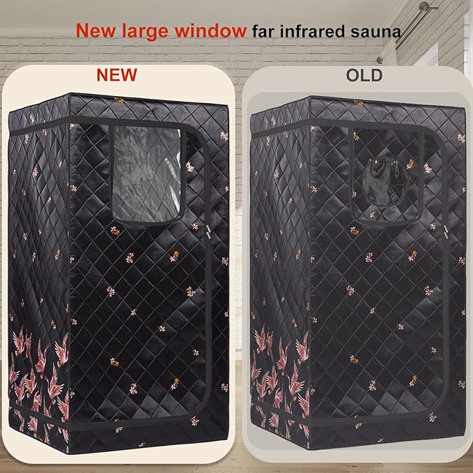 Smartmak Full Size Portable Home Sauna Kit, 1 Person Far Infrared Sauna, Full Body Sauna Tent for Relaxation, with Timer & Temperature Remote Control, Foot Heating Pad,Upgraded Folding Chair - Black Smartmak