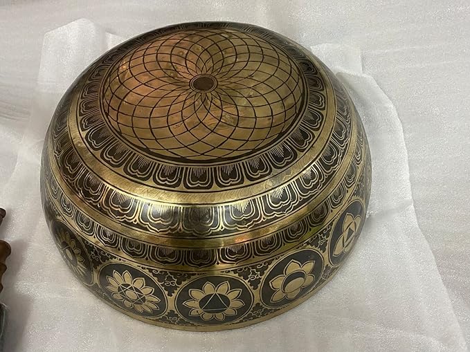 21 Inch Diameter Extra Large Standing Singing Bowl - Foot Carved Singing Bowls - Sound Therapy -Meditation -Yoga Session - Big Healing Bowls - Bloomnest