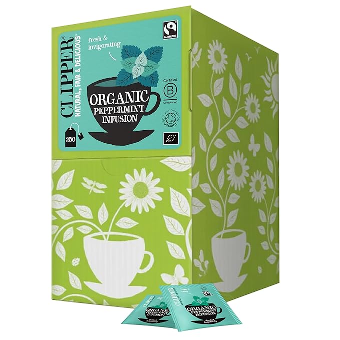 Clipper Tea Peppermint Teabags – Caffeine Free, USDA Organic, Great Hot or Iced – Sweet, Refreshing, Natural, Fair & Delicious Sweet – 250 Tea Bags