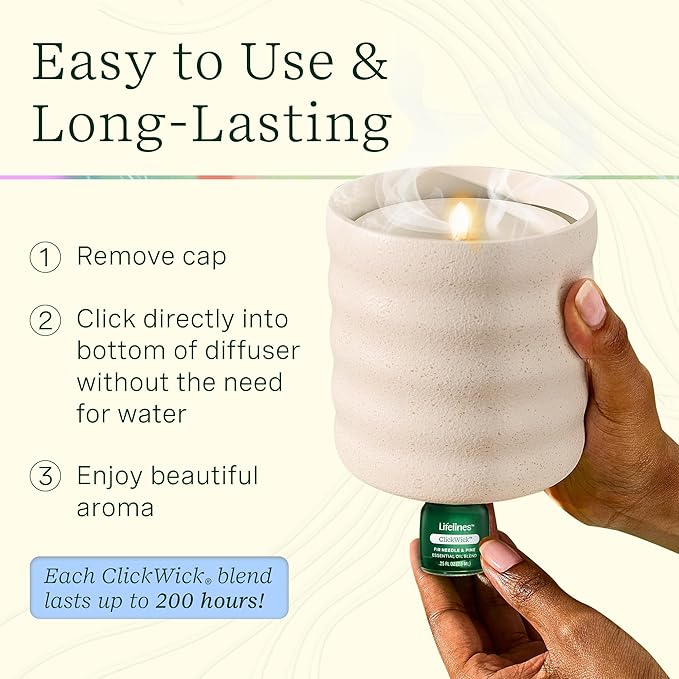 ClickWick Essential Oil Blends for Lifelines Diffusers, 3-Pack Walk in The Woods Set - Essential Oil Blend Refill for Candle, Plant & Shower Aromatherapy Diffuser - Fragrance for Diffusers - Bloomnest