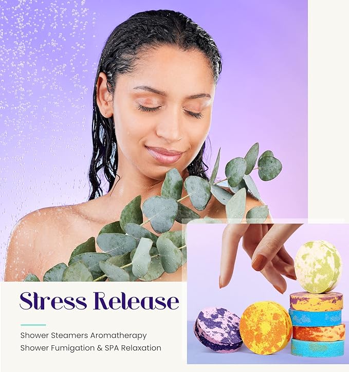 POPCHOSE Christmas Gifts for Women - Shower Steamers Aromatherapy 8 Pack with Gift Box, Self Care Spa Gifts for Mom, Men, Dad, and Teens - Relaxing Stocking Stuffers for Thanksgiving, Birthday - Bloomnest