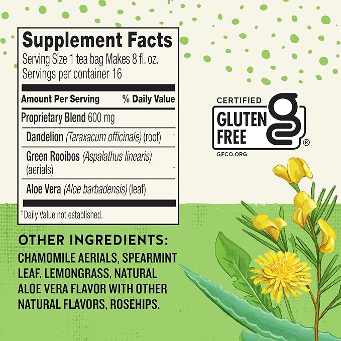 Celestial Seasonings Detox Blend Dandelion Wellness Tea, Caffeine Free, 16 Tea Bags Box - Bloomnest