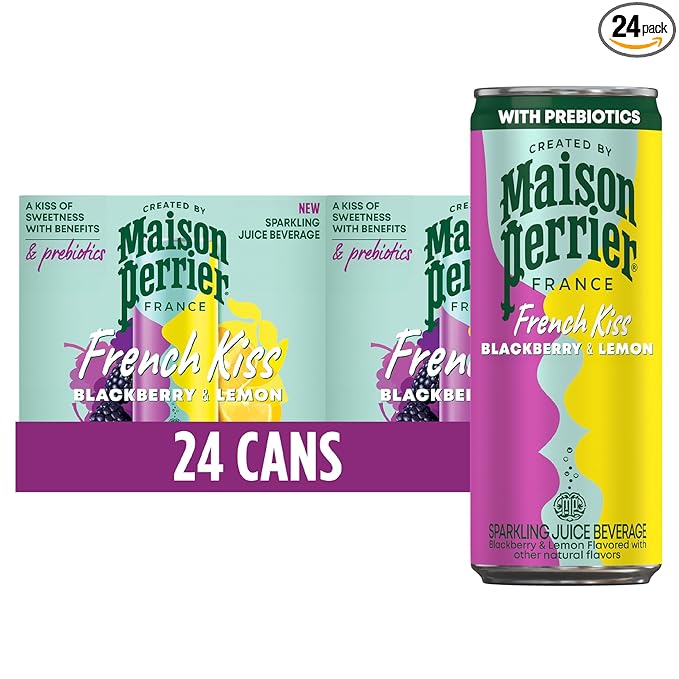 Maison Perrier French Kiss Sweetened Sparkling Juice Beverage, Blackberry & Lemon Flavors With Real Fruit Juices, 24Pk - Bloomnest