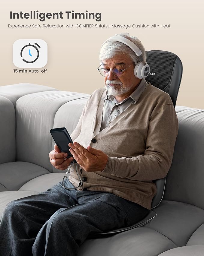 COMFIER Shiatsu Massage Seat Cushion with Heat,Full Back Massager for Chair with 2 Shiatsu Speeds,Heated Chair Massage Pad with Spot,Massage Seat Pad for Home or Office Use - Bloomnest