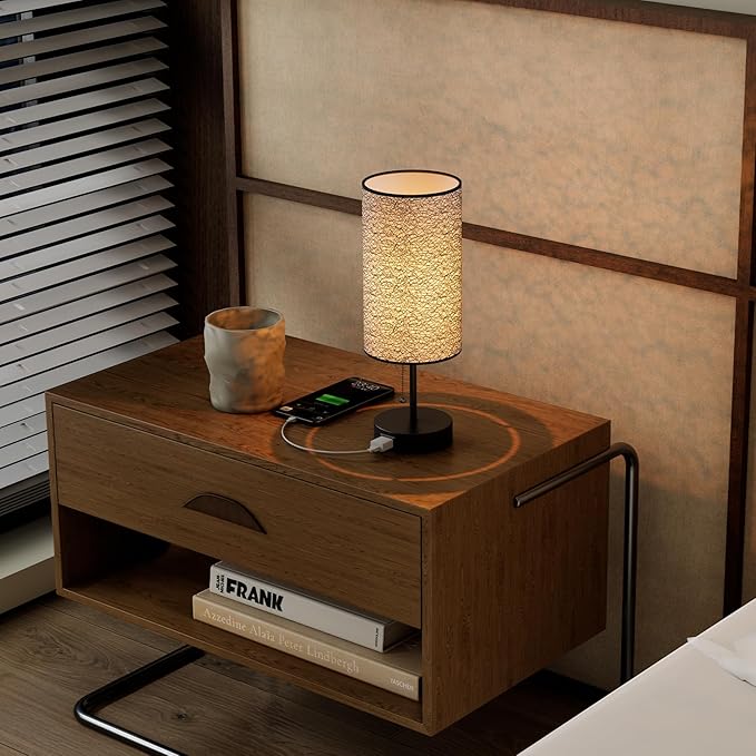 Table Lamp for Bedroom,Nightstand Lamp for Bedside with AC Outlets,Adjustable 3color LED Light Desk Lamp for Home Decor,Included Bulb and Lamp Shade (Black-OnlyAC, 2PCS) - Bloomnest