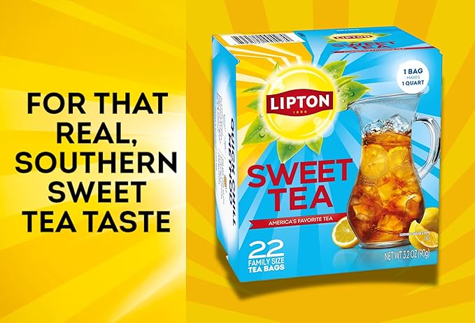 Lipton Southern Sweet Iced Tea Bags 22 Count Family Size (Pack of 2) - Bloomnest