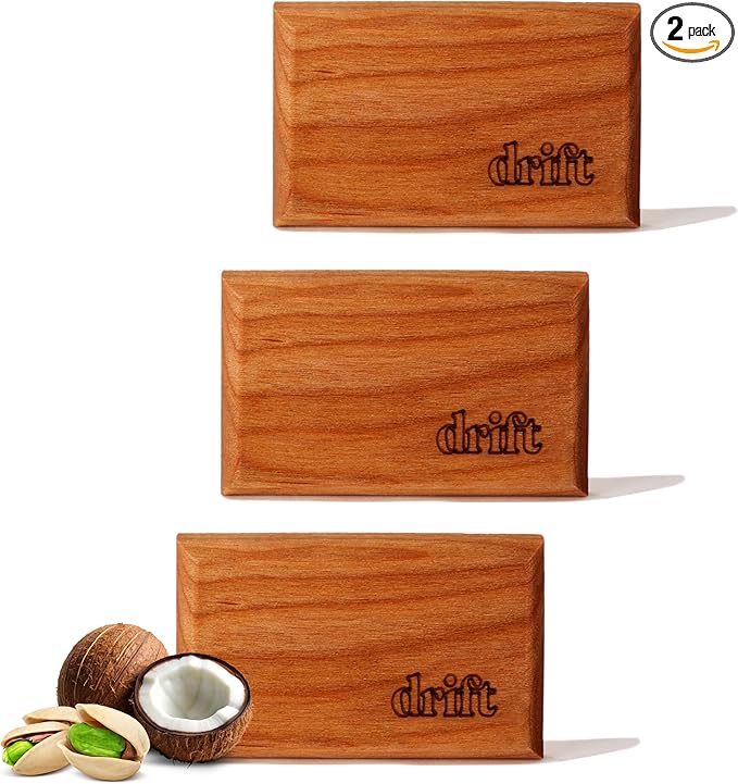 Drift Car Air Freshener - The Original Wood Air Freshener - Car Odor Eliminator - Long Lasting Scent - Metal Clip - Clean Ingredients - Coconut & Pistachio Scent 3 Pack Refill - NO CLIP INCLUDED - Bloomnest