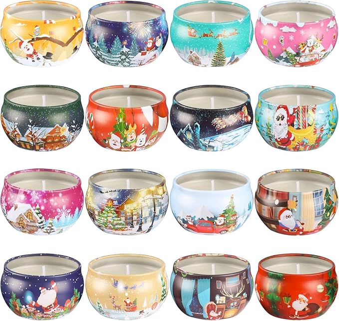 16 Pack Christmas Scented Candles Gift Set 2.5oz Strong Fragrance jar Candles Natural Soy Wax Candles Portable Travel Tin Jar Candles Gifts for Home Scented Decoration Birthday Valentine'sDay - Bloomnest