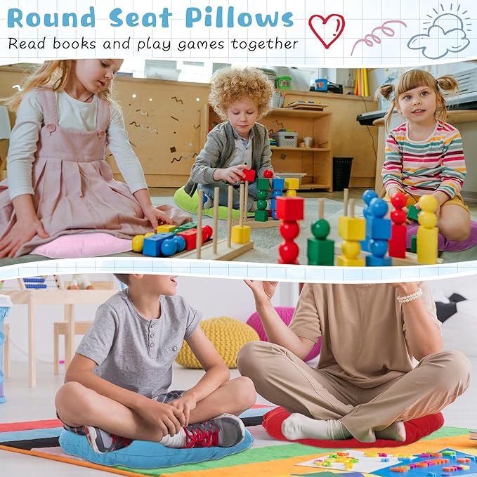 Tinideya 24 Pcs Round Floor Cushions Floor Pillows Meditation Seat Pillows Flexible Seating for Adults Kids, Chair Cushions for Classroom, Nursery, Living Room, Yoga(Small 11.8 Inch,Multi Color) - Bloomnest