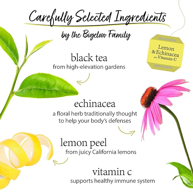 BigelowTea Lemon and Echinacea Black Tea 18ct - Bloomnest