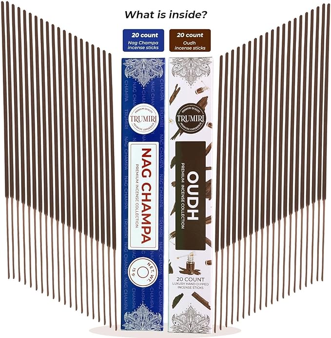 Trumiri Incense Sticks - Combo Pack of 35 Insence-Sticks - 15 Nag Champa + 20 Oud - Insenses - Insents - Incents - Inscense - Incence - Incienso - All Natural Incense Sticks