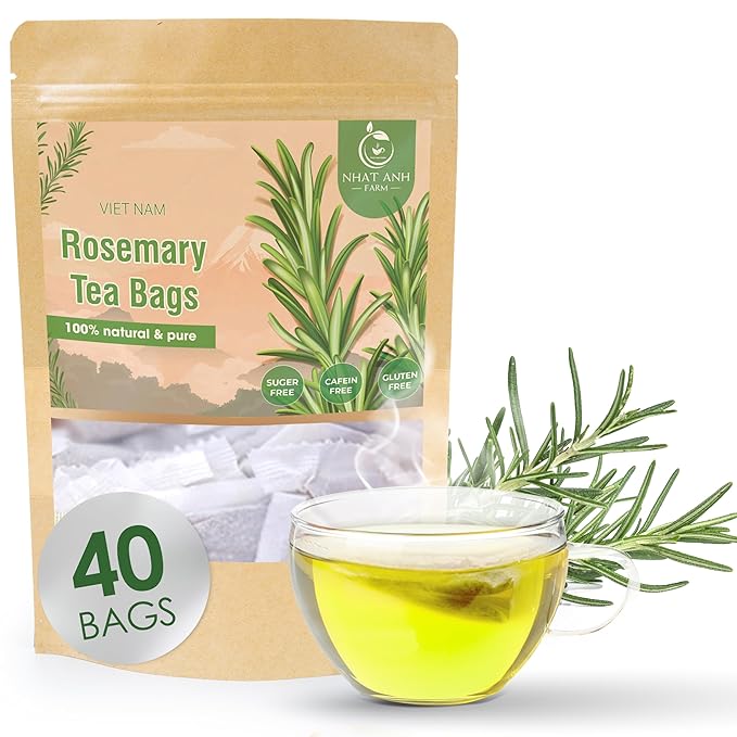 NHAT ANH FARM Premium Rosemary Tea Bags, 40 Count, 100% Natural Dried Rosemary Leaves, Naturally Sweet Herbal Tea, Sugar-Free, Caffeine-Free, No Additives - Bloomnest