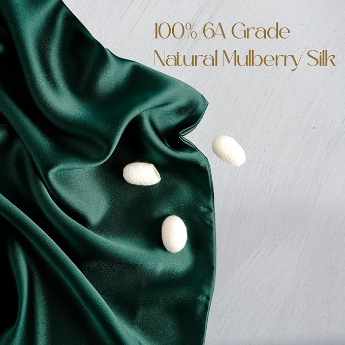 ZIMASILK 100% Pure Mulberry Silk Pillowcase for Hair and Skin Health,Soft and Smooth,Both Sides Premium Grade 6A Silk,600 Thread Count,with Hidden Zipper,1pc (Queen 20''x30'',Blackish Green) - Bloomnest