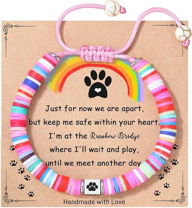 TONY & SANDY Dog Memorial Gifts, Pet Sympathy Rainbow Bridge Pet Memorial Bracelet for Men Women Girls Who Loss of Beloved Dog Cat - Bloomnest