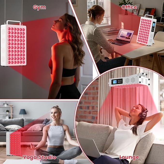 Red Light Therapy Panel with 660nm & 850nm Near-Infrared Light – 300W High-Power Red Light Panel for Face & Body, Supports Skin Care, Pain Relief, and Skin Health (White)