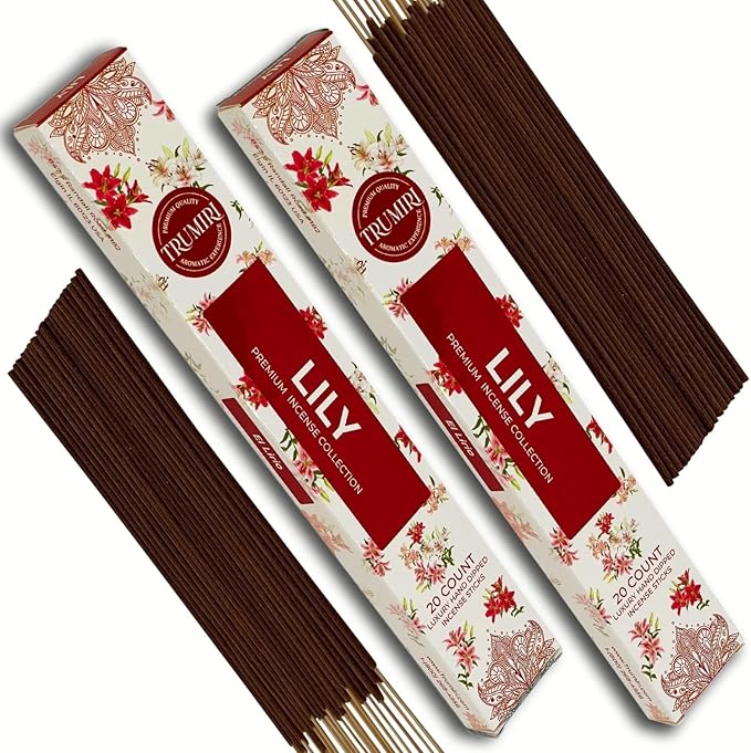 Lily Incense Sticks - Total 40 Insence-Sticks - Dual Pack of 20 Insense - Inciensos - Inscents - Natural Non Toxic Ingredients - Incents - Incence - Inscense - Insents TRUMIRI