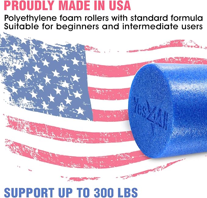 Yes4All Medium Firm Round PE Foam Roller 12, 18, 24, 36 Inches for Pilates, Yoga, Stretching, Balance & Core Exercises - Bloomnest