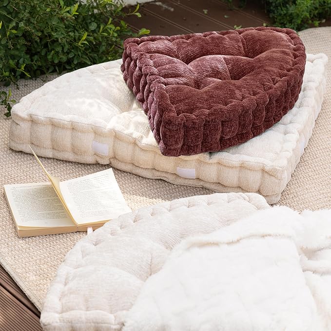 Fan-Shaped Floor Cushion Fan Floor Pillow, Meditation Cushion for Sitting or Yoga, Pizza Cushions Thick Outdoor Seating for Kids for Adults 28"*28" - Bloomnest