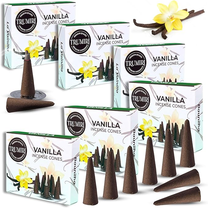 Vanilla Incense - 60 Cones, Six Packs of 10, Scented TRUMIRI