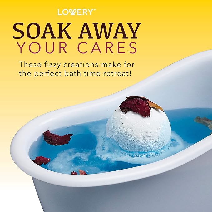 Bath Bomb Self Care Gifts for Women, White Elephant Gifts for Adults,10 Oversized Two Tone Bath Fizzies with Shea & Coco Butter Dry Flower Petals, Rich, Spa Bath Set in Cute Tub - Bloomnest