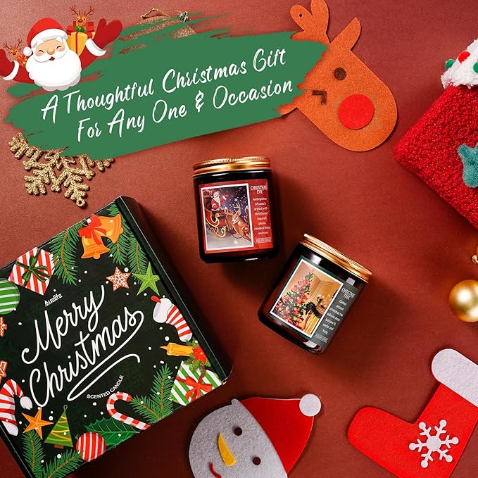 Christmas Candle | Christmas Cookies Candle Scents of Merry Cookie Dough Sugar Cookies for Santa Holiday, Christmas Scented Candles for Home - 7 oz Aromatherapy Jar Candles, Gift for Women and Men - Bloomnest
