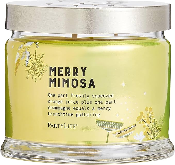 PartyLite 3-Wick Jar Candle, Highly Fragranced Clean Burning Glass Candle, 25-45 Hours Burn Time (Merry Mimosa) - Bloomnest