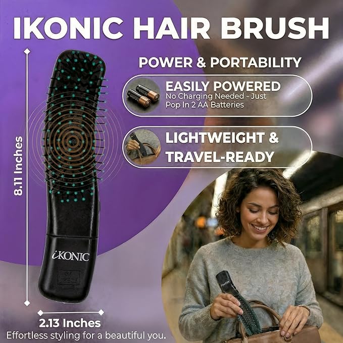 IKONIC 3-in-1 Electric Scalp Massager for Hair Growth -Vibrating Head Massager Brush for Stimulation and Circulation, Use as Exfoliator, Scrub, Hair Detangle, Massage Gift for Men and Women iKonicPrecisionStylingTools