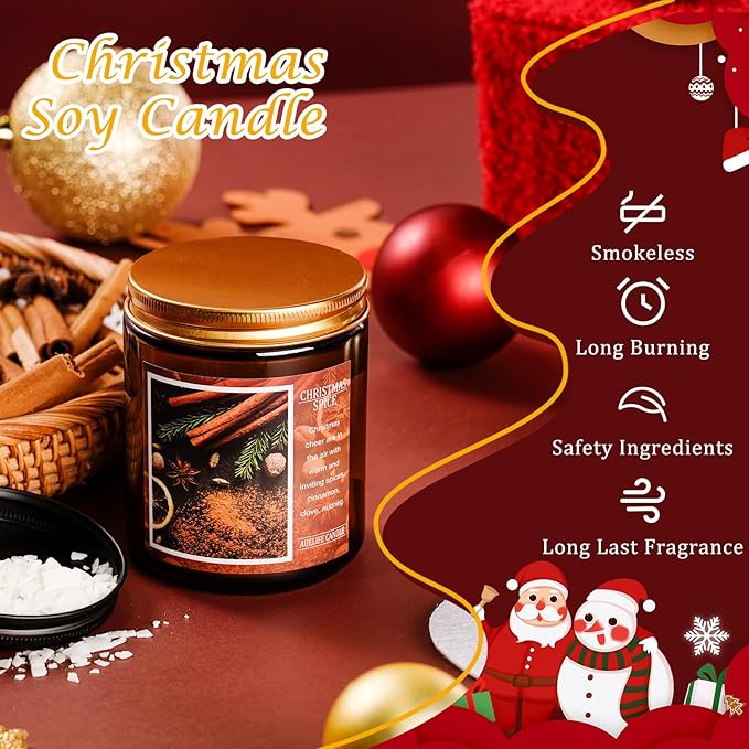 Christmas Candles | Christmas Wishes Scented Candle, Holiday Soy Wax Candles for Home Scented,Aromatherapy Gifts for Women and Men, Cozy Winter Candle for Home Decor, 7 oz - Bloomnest