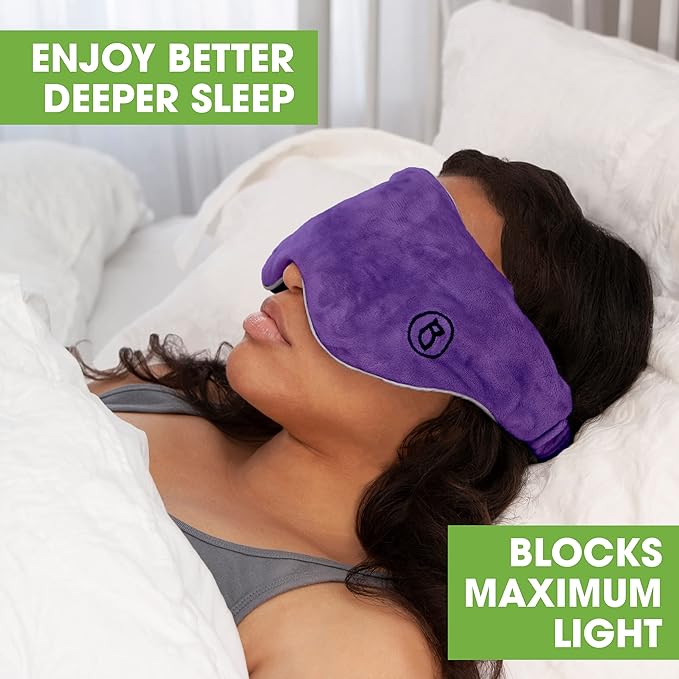 BARMY Weighted Sleep Mask for Women and Men (0.8lb/13oz) Weighted Eye Mask for Sleeping, Eye Cover Blocks Light Helps Relaxation and Night Sleep, Comfortable Blackout Sleeping Mask, Purple - Bloomnest