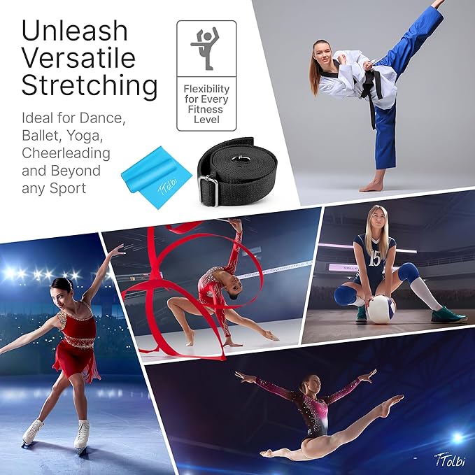 Stretching Strap with Door Anchor & Resistance Band – Improve Leg Stretch Flexibility for Splits, Ballet, Dance, Cheer, Yoga & Gymnastics - Home Leg Stretcher Trainer Equipment Stuff for All Levels - Bloomnest