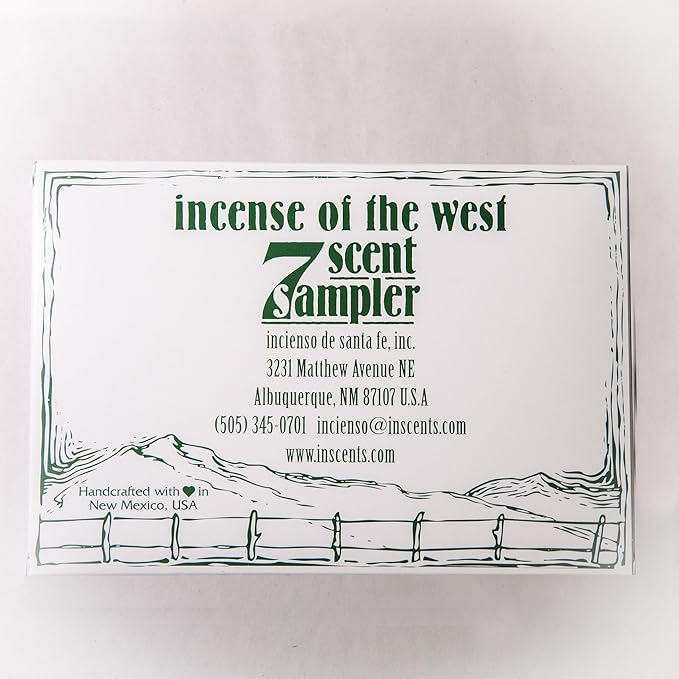 Incienso de Santa Fe - 7 Scent Sampler Natural Wood Incense with Burner, Includes Piñon, Cedar, Juniper, Hickory, Alder, Mesquite, and Fir Balsam (70 Bricks) - Made in the USA InciensodeSantaFe
