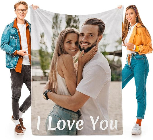 Custom Blankets with Photo, Personalized Blanket Using My Own Photo, Customized Blankets with Picture, Personalized Gifts for Women Men Baby Child - Bloomnest