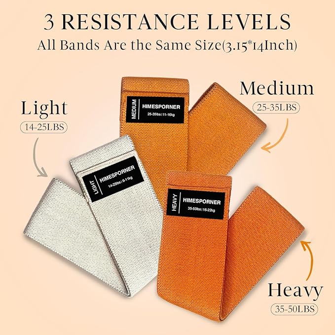9 PCS Fabric Resistance Bands Set for Working Out, Non-Slip Exercise Booty Bands for Women & Men Leg and Glutes with Hair Ties and Tape Measure - for Home Gym Workout, Yoga, Pilates - Bloomnest