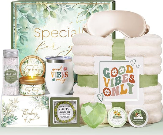 Birthday Gifts for Women Self Care Gift, Get Well Soon Gift Baskets Relaxing Spa Care Package for Women with Blanket, Unique Valentines Day Gifts Idea for Her Wife Girlfriend Mom Mother Friend Sister - Bloomnest