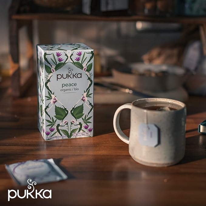 Pukka Organic Tea Bags, Spearmint, Ashwagandha, and Hemp Seed Oil, Peace Herbal Tea, 20 Count (Pack of 3) - Bloomnest