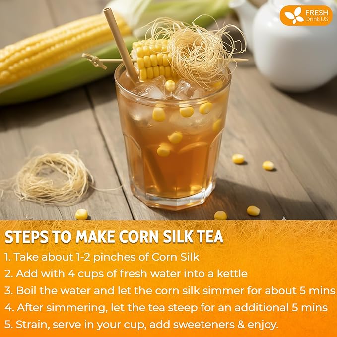 FreshDrinkUS, Dried Corn Silk 20oz | Premium Whole Corn Silk for Tea & Herbal Infusions | Naturally Air-Dried, Non-GMO, Caffeine-Free | Perfect for Daily Herbal Tea, DIY Blends & Natural Brewing - Bloomnest