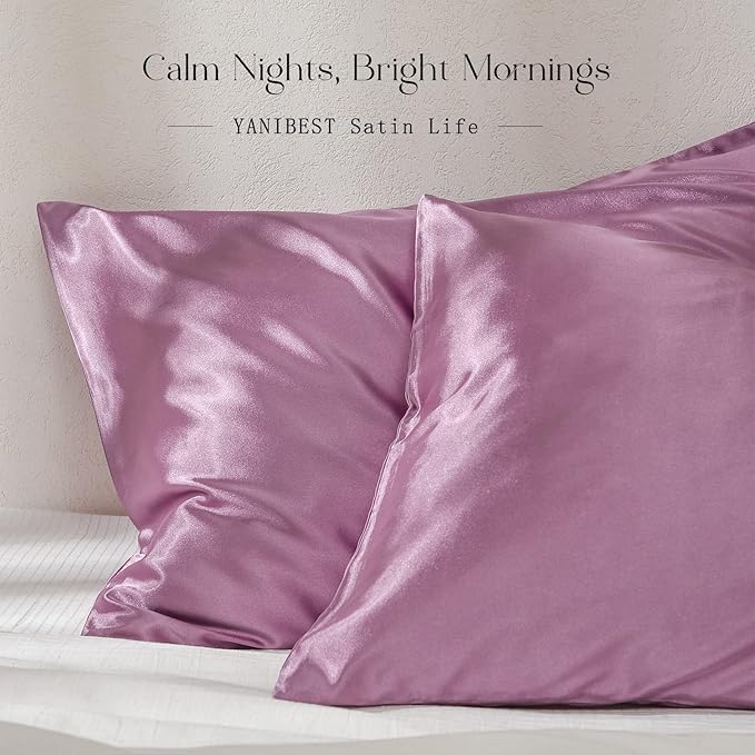 Yanibest Satin Pillowcase, King Size Pillow Cases Set of 2 - Silk Pillow Cases for Hair and Skin with Zipper, Silk Pillow Cases King for 20"x36", Exquisite Packaging for Women Men - Bloomnest