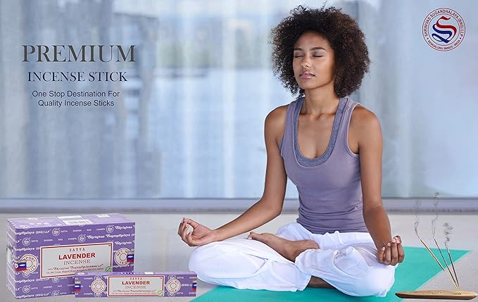 EARTH Satya Lavender Incense Sticks 15 GMS (Pack of 12) (Green Certified) Indian Perfumed Hand Rolled Agarbatti Perfect for Worship,Relaxation, Medication. Earth
